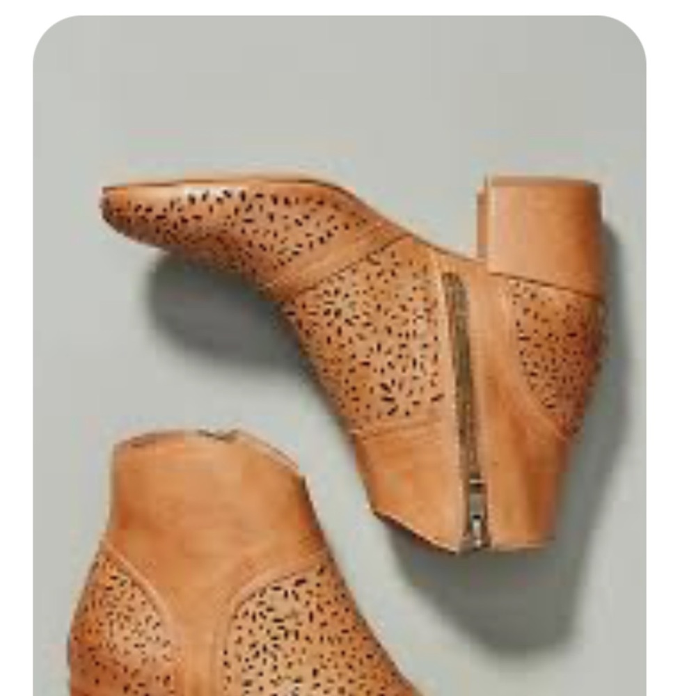 Elegant Tan Laser-Cut Ankle Booties
